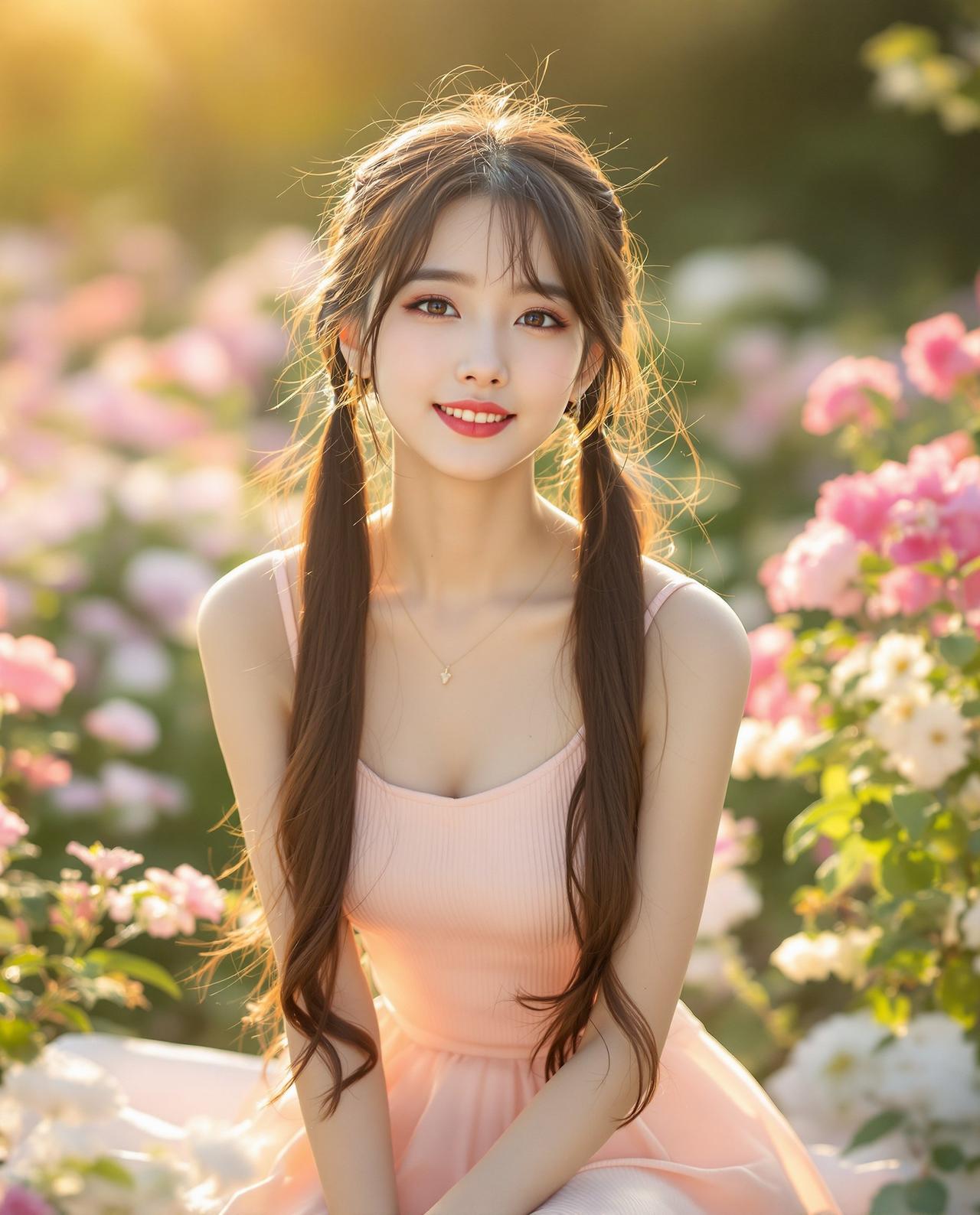cosplay福利 - 午后花园的双马尾少女 - 主图